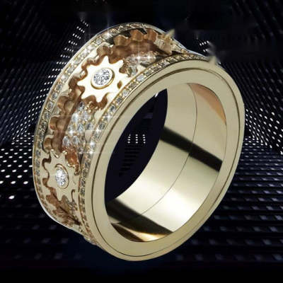 Inlaid stone inlaid with gypsophila diamond gear rotating men and women vibrato the same ring - Image 10